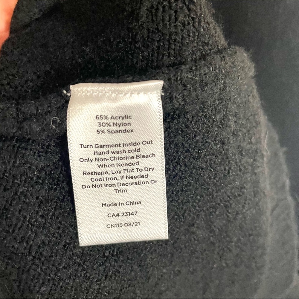 Talbots NWT Long Sleeve Beaded Black Sweater Dress Cable Knit Midi Classic L - Picture 14 of 15
